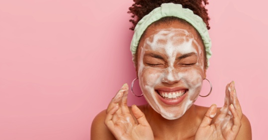 woman with topical on face